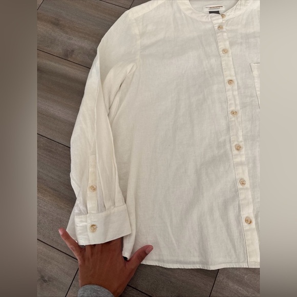 Anthropologie Pilcro Women's Cream Linen Blend Button-Down Shirt Size Small - Picture 2 of 11